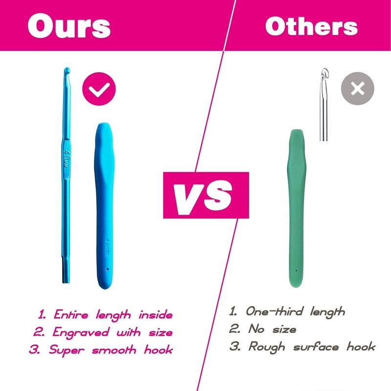 YOJOB 2Pack Size G / 4mm, 7/4.5mm Crochet Hooks, Super Smooth & Ergonomic for Beginner and Advanced (4.0mm, 4.5mm) - Image 3